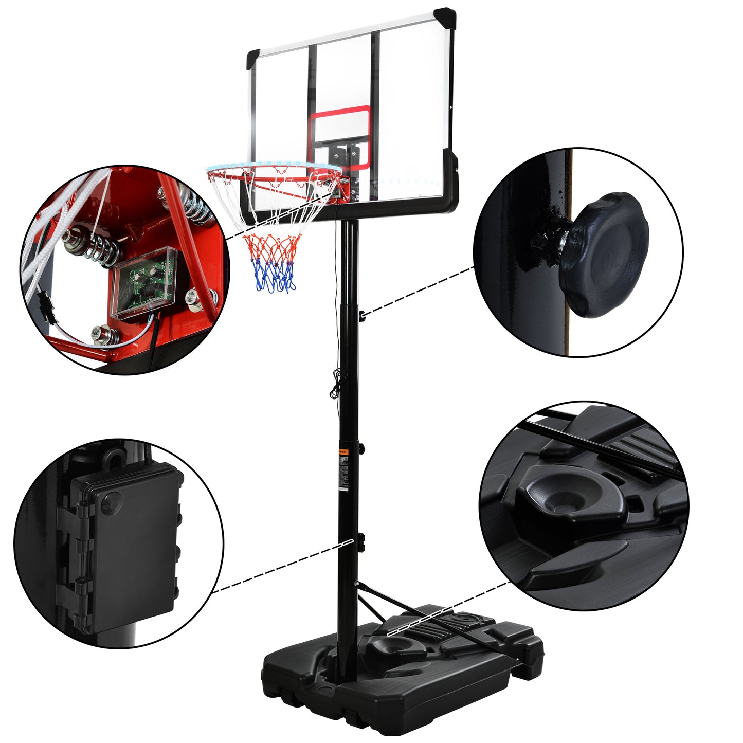 Glow Hoops: Adjustable Portable Basketball System for Nighttime Fun!