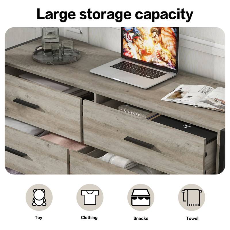 Rustic Grey Six-Drawer Dresser