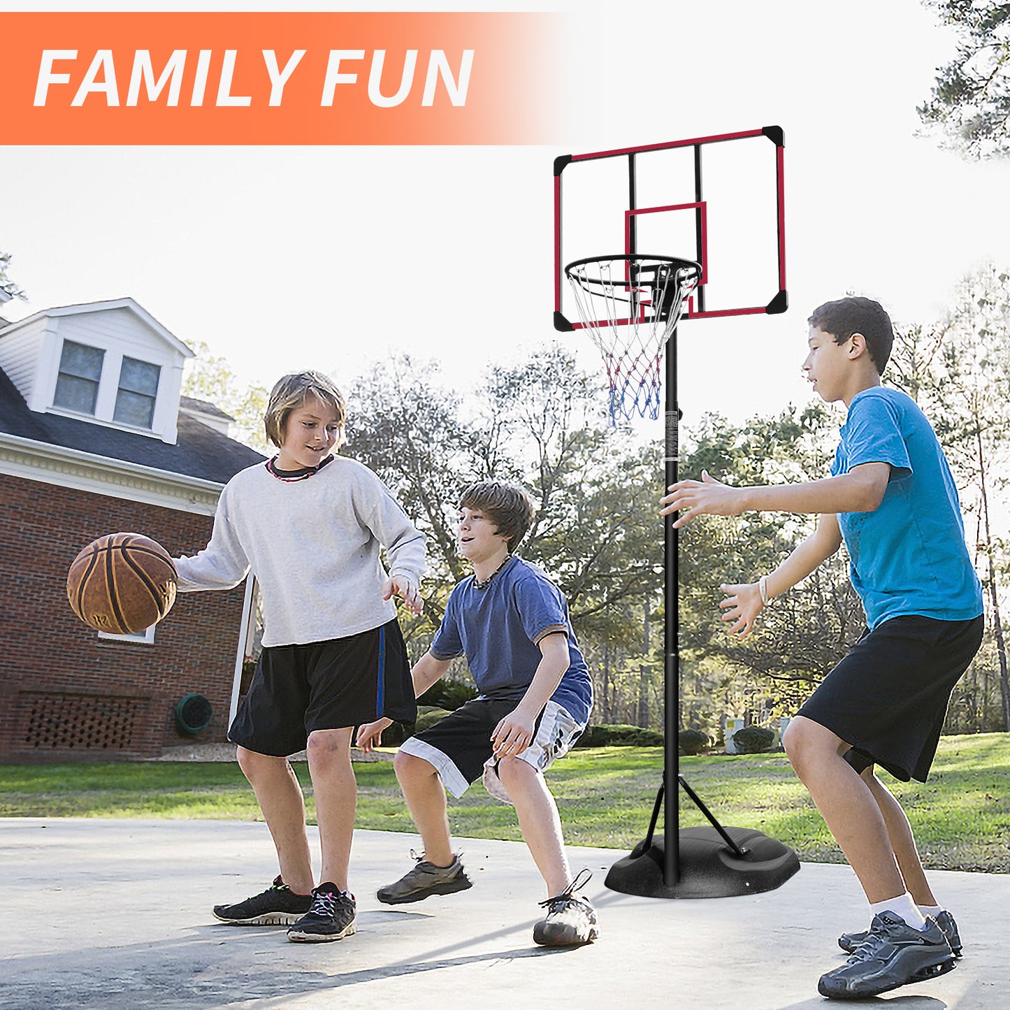 Adjustable Portable Basketball Hoop with Wheels