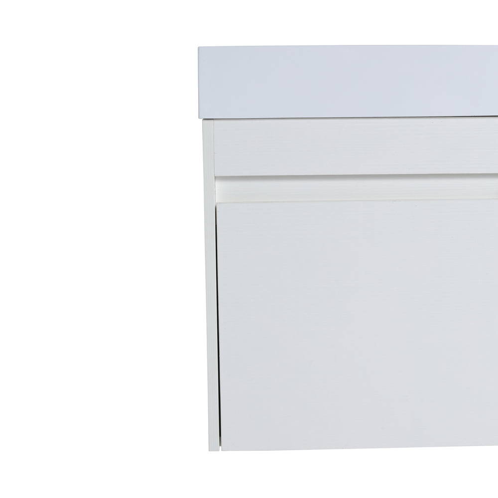 Sleek Wall-Mounted Bathroom Vanity with Soft-Close Door & White Sink