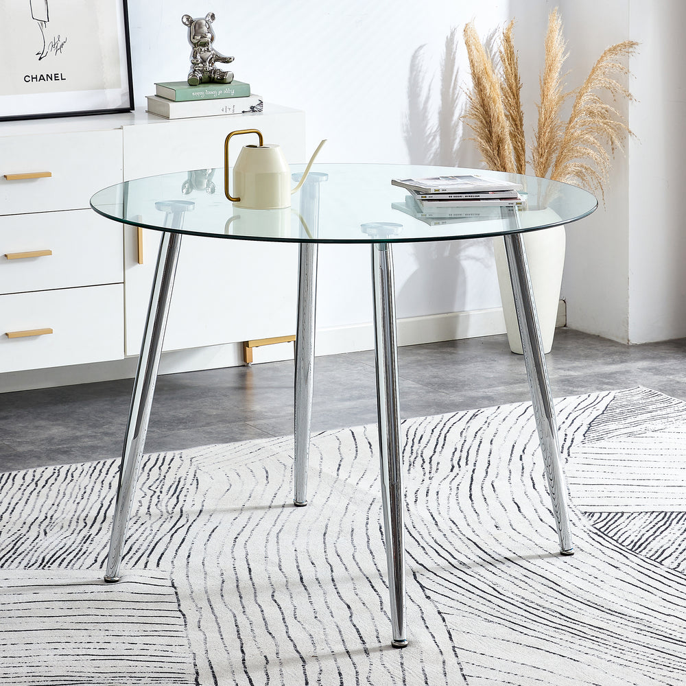 Sleek Silver Round Dining Table