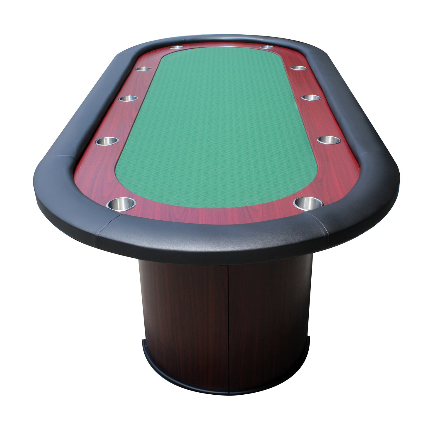 Luna Oval Poker Table - Green with Red Racetrack