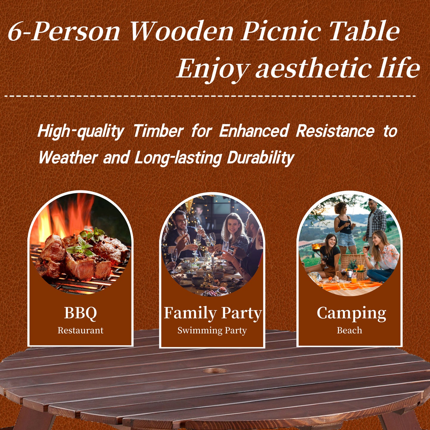 Gather & Enjoy: Spacious Round Picnic Table with Benches