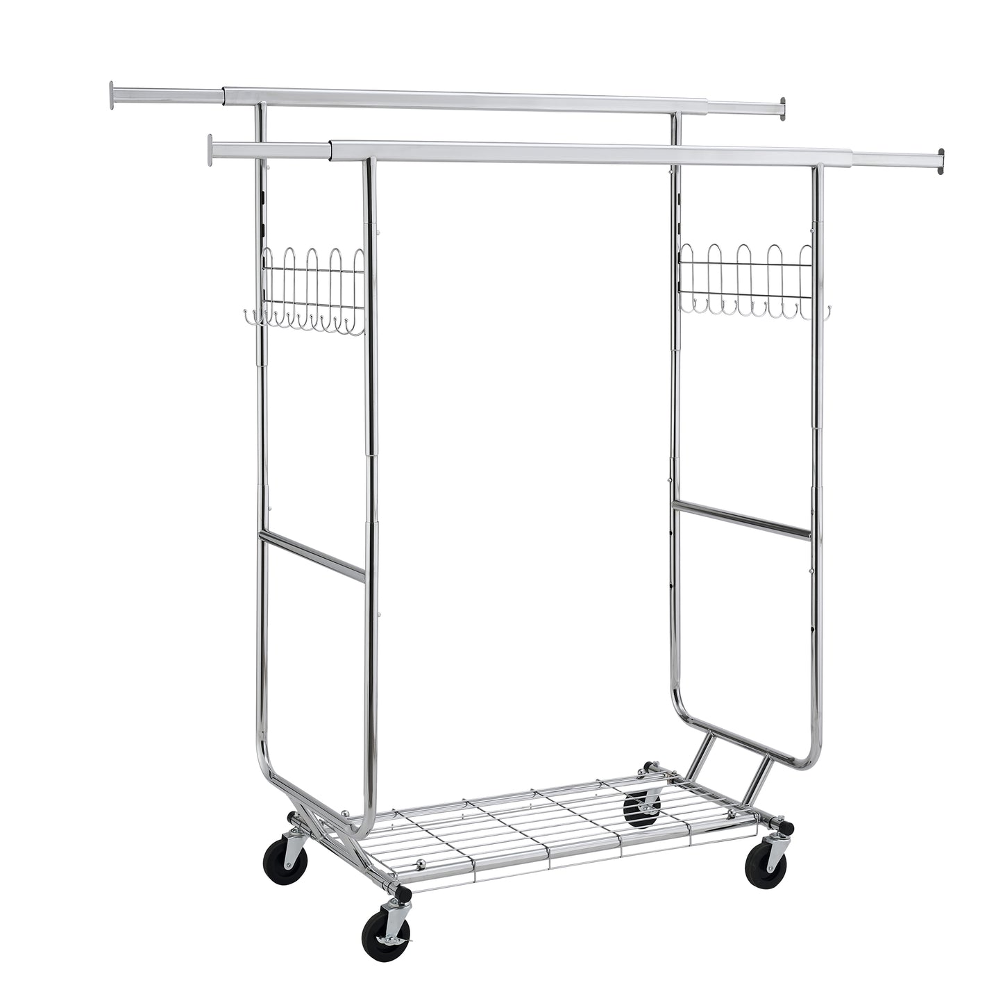 Heavy-Duty Rolling Garment Rack with Shelves