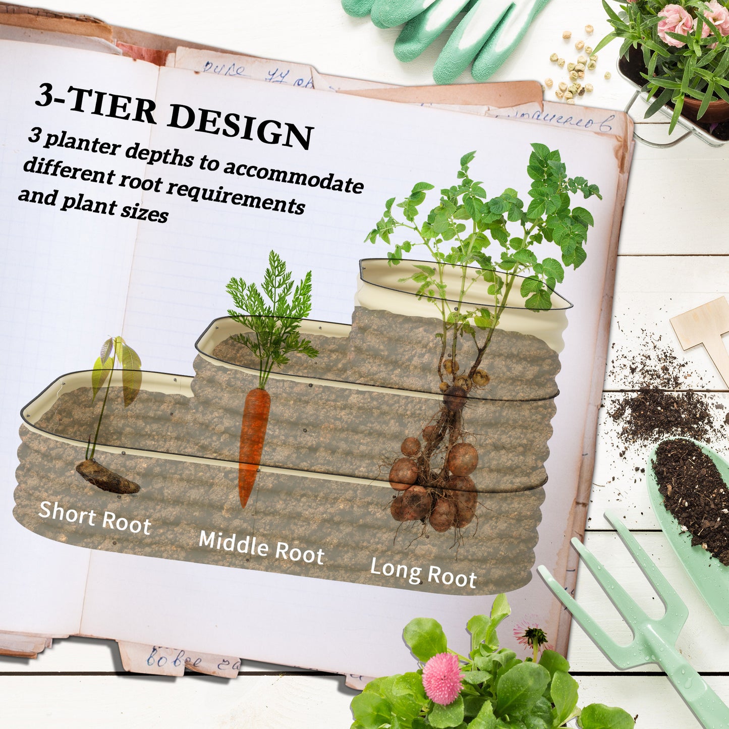 Charming 3-Tier Raised Garden Bed Kit