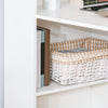 Sleek White Desk with 6-Tier Bookshelf