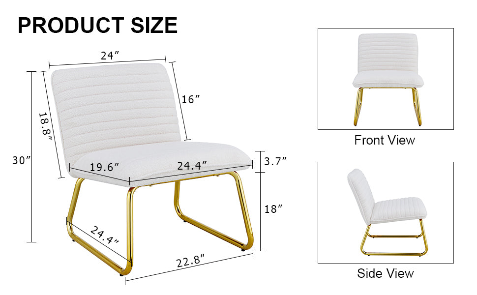 Chic White Armless Sofa Chair with Gold Legs