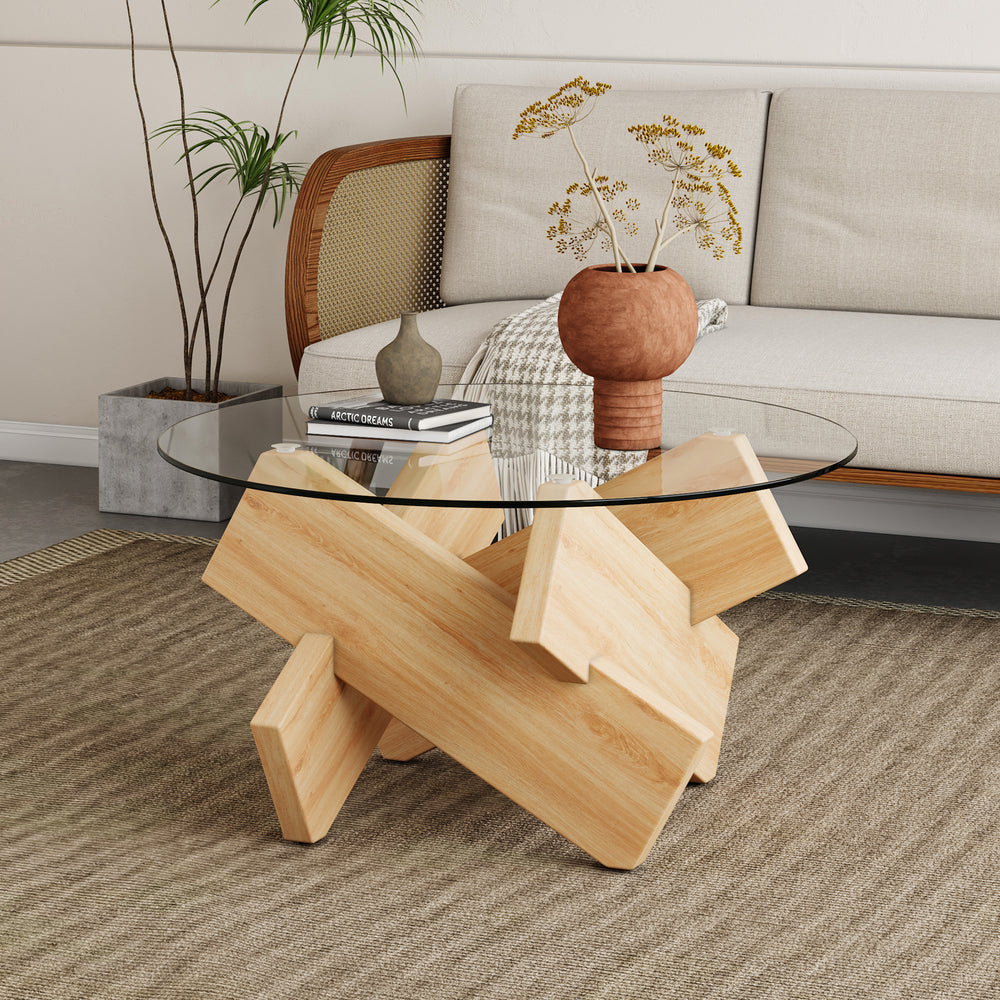 Chic Round Glass Coffee Table