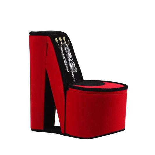 Chic Red Velvet Jewelry Box with High Heel Design