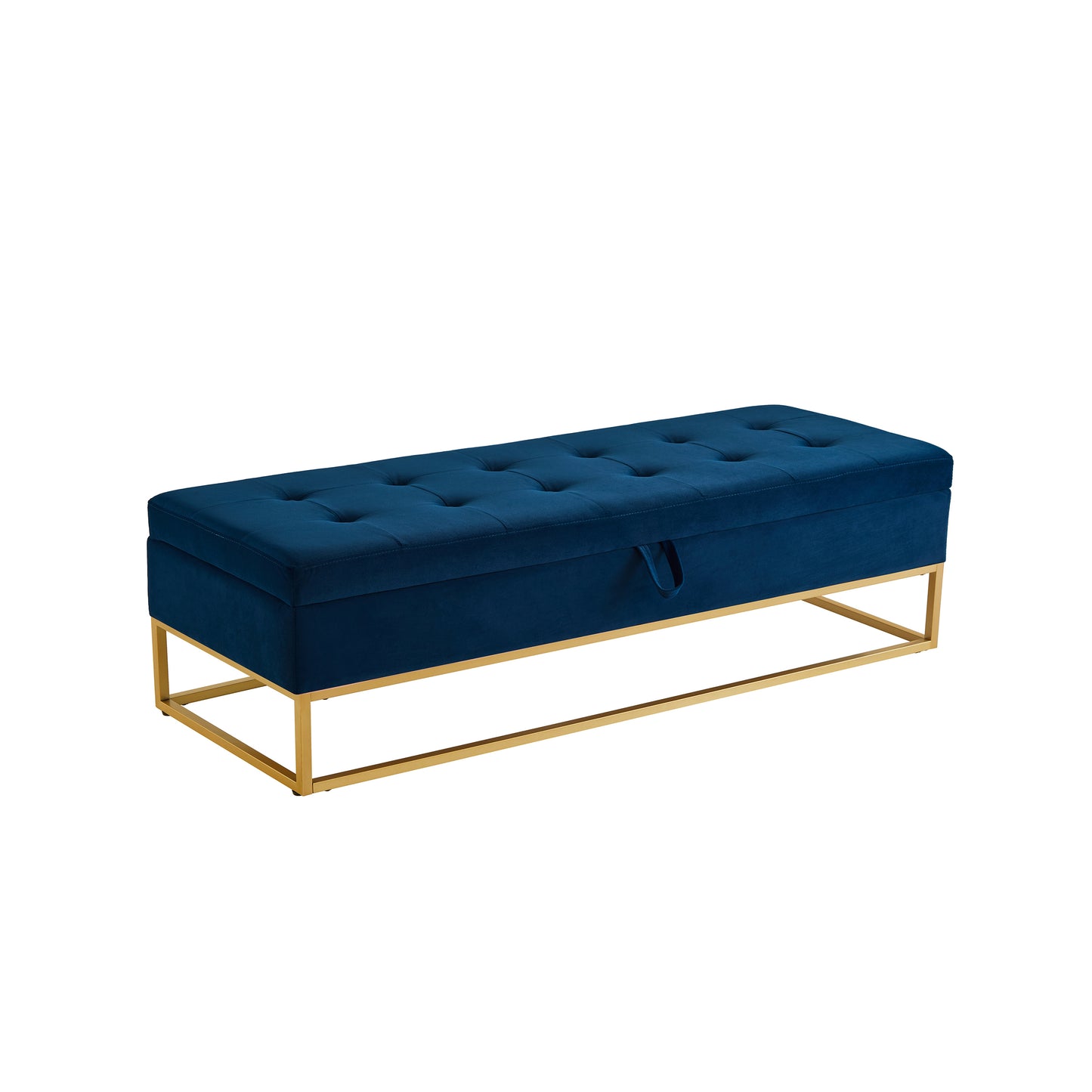 Chic Navy Velvet Storage Bench