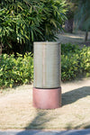 Rustic Green Cylinder Fountain & Bird Bath