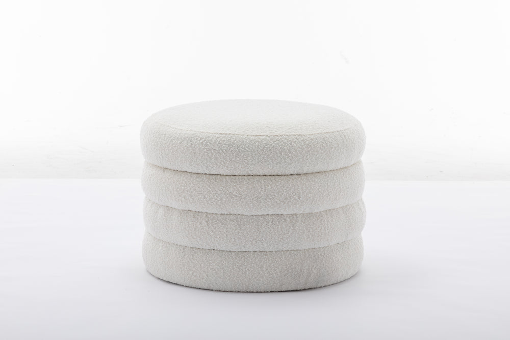 Elegant Ivory Storage Ottoman