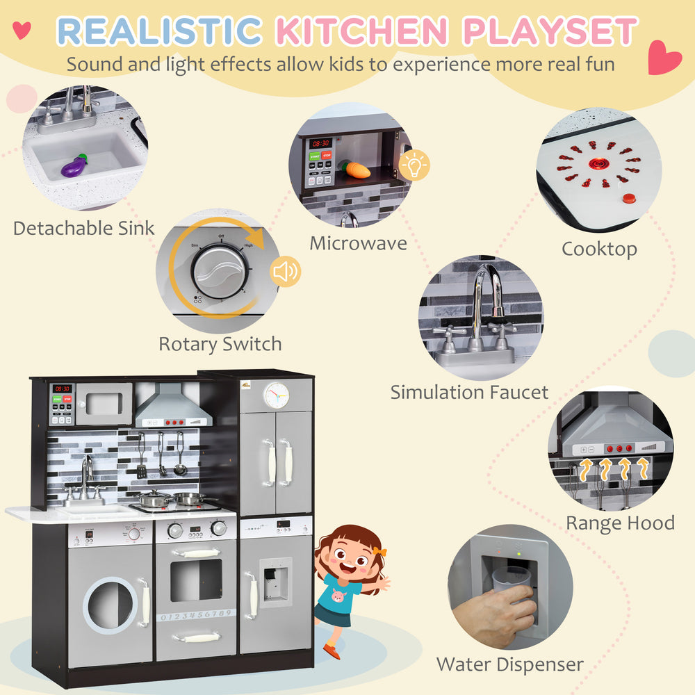 Qaba Fun Kitchen Playset: Lights, Sounds & Imagination for Kids