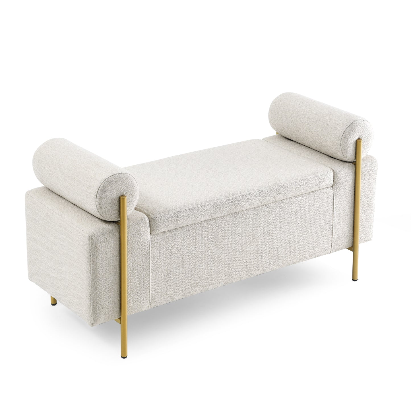 Chic Linen Storage Bench with Stylish Arms and Sturdy Legs