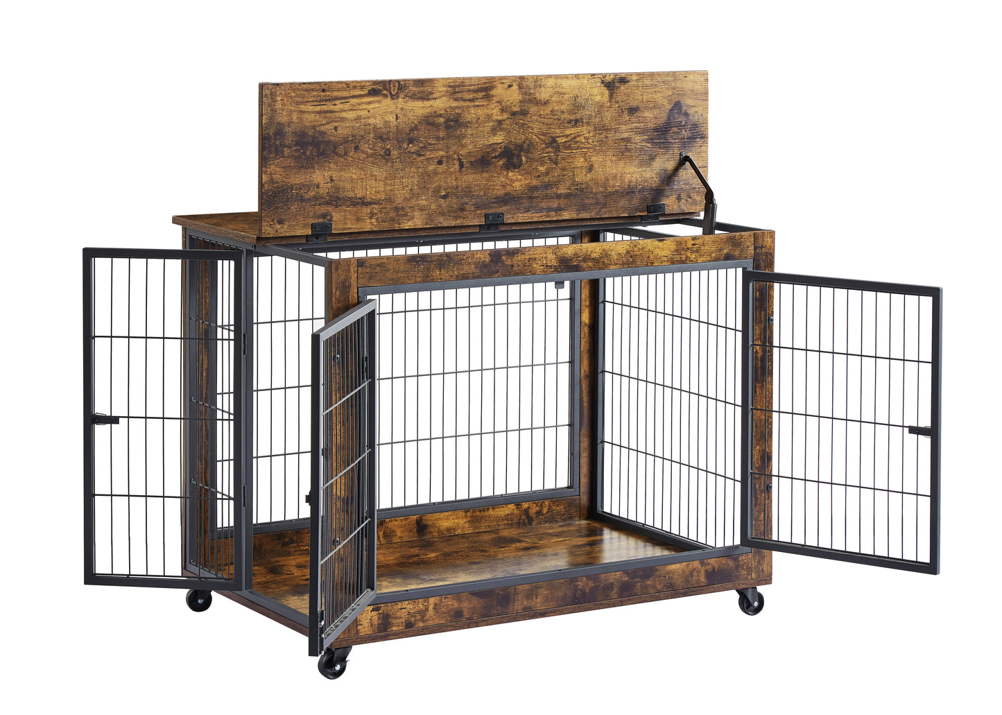 Rustic Double-Door Dog Crate