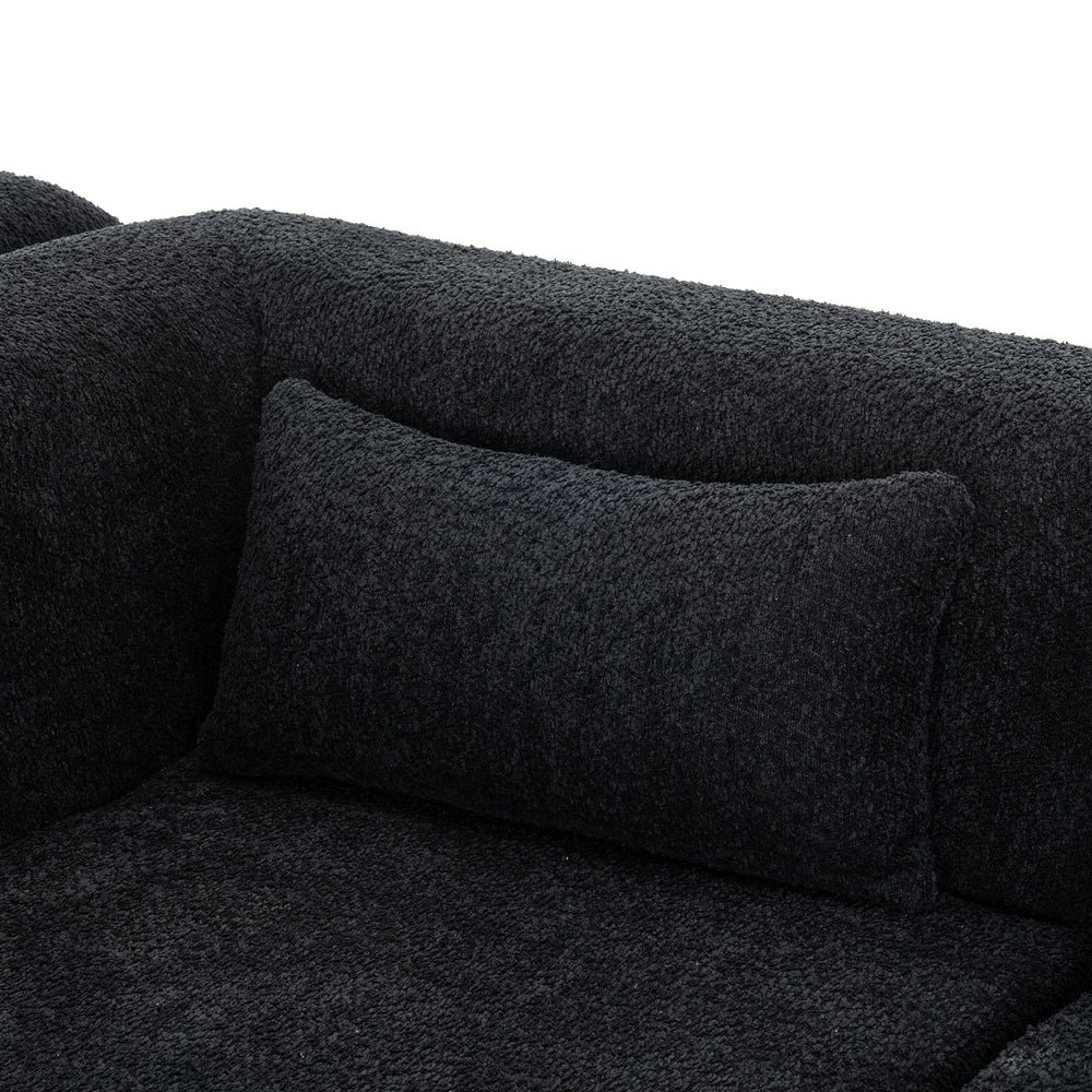 Chic Black Modular Sofa with Loungers and Plush Pillows