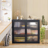 Chic Retro Wall Cabinet with Glass Doors and Shelves