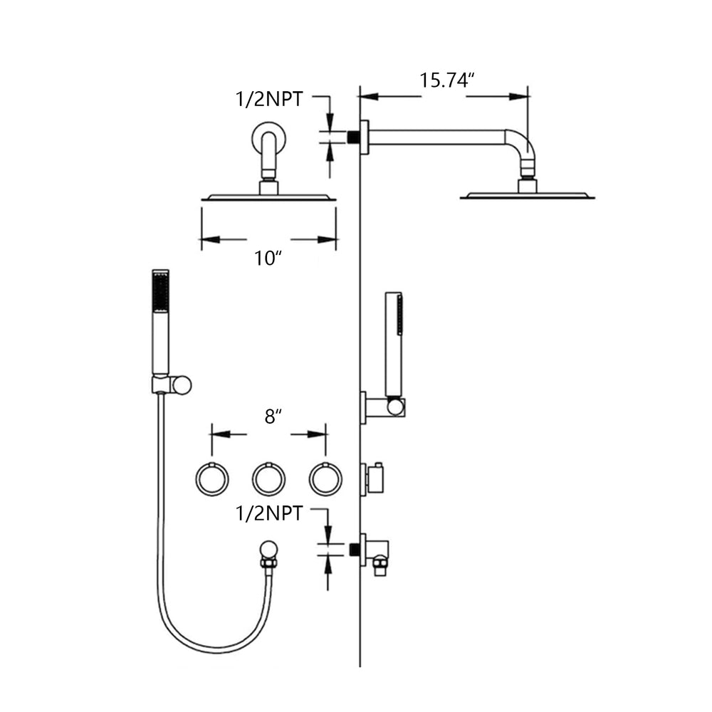 Sleek Black Wall-Mount Shower Set