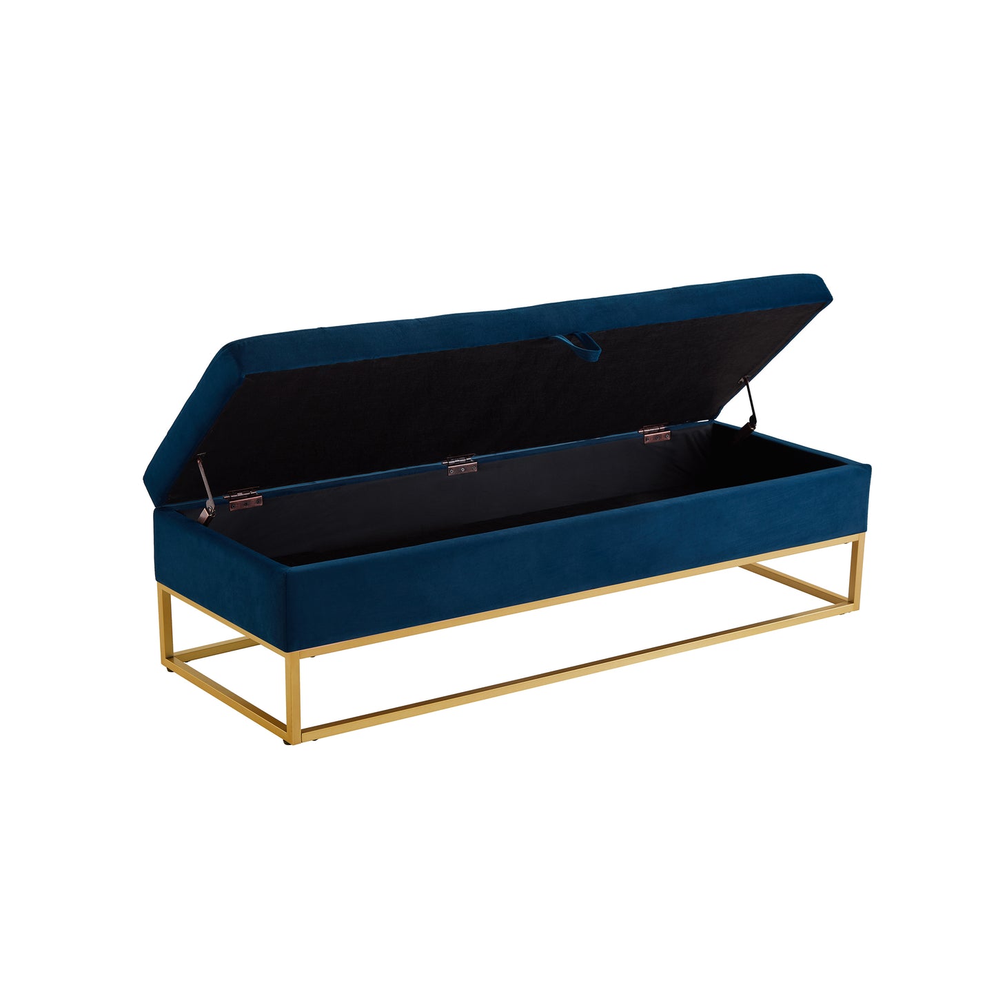 Chic Navy Velvet Storage Bench