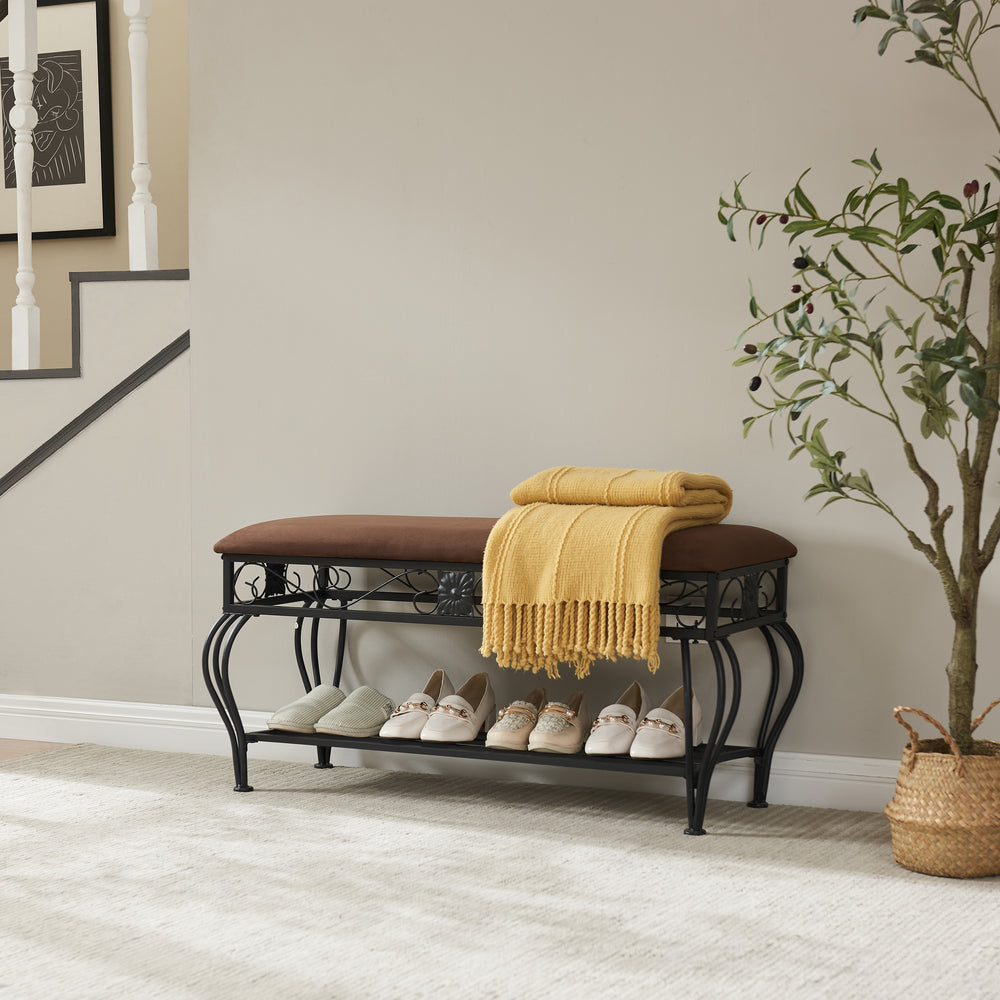 Rustic Entryway Bench & Shoe Rack