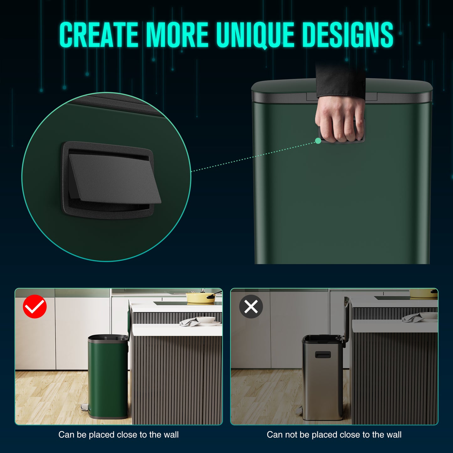 Sleek Soft-Close Kitchen Trash Can with Foot Pedal and Garbage Bags