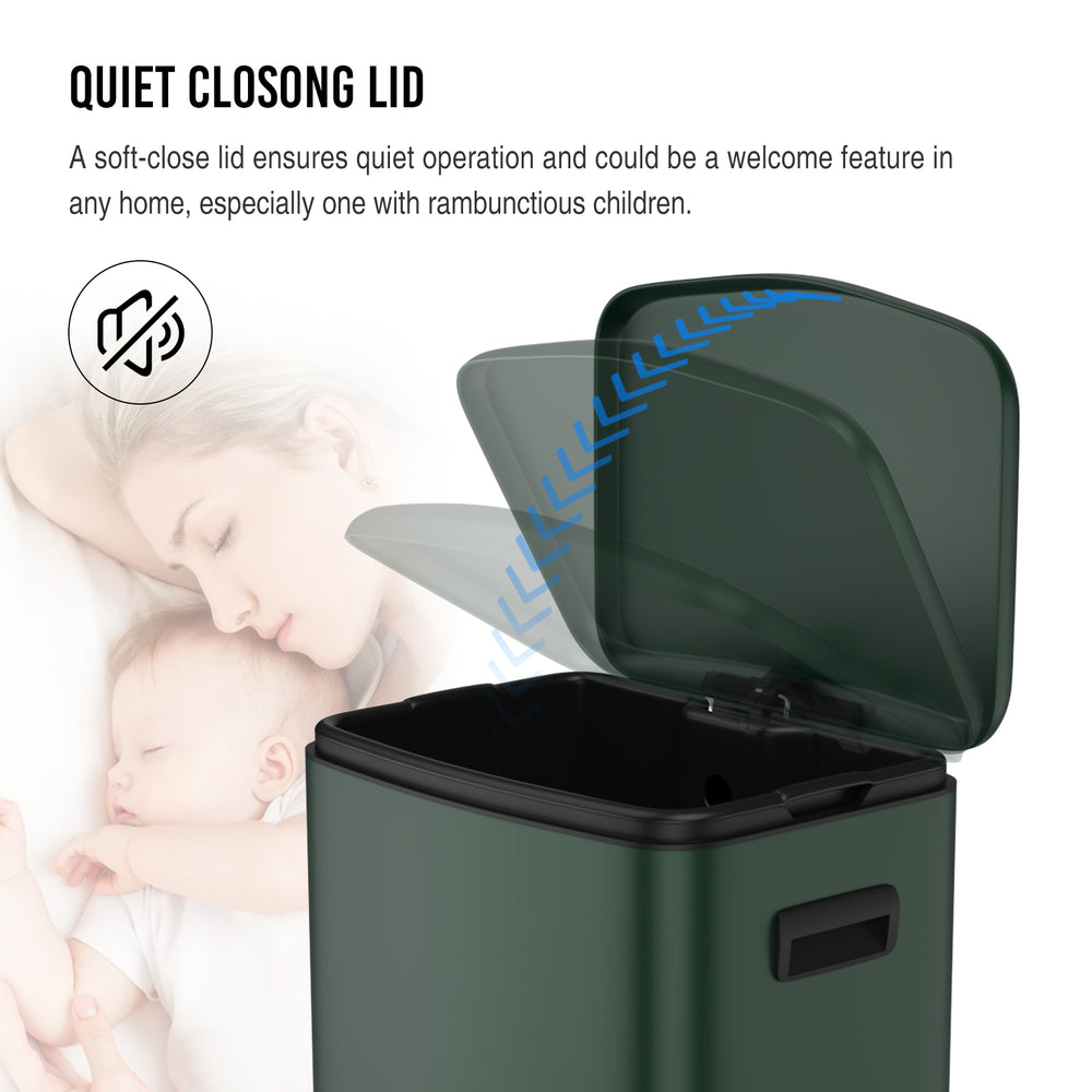 Eco-Friendly Foot Pedal Trash Can with Soft Close & Bags