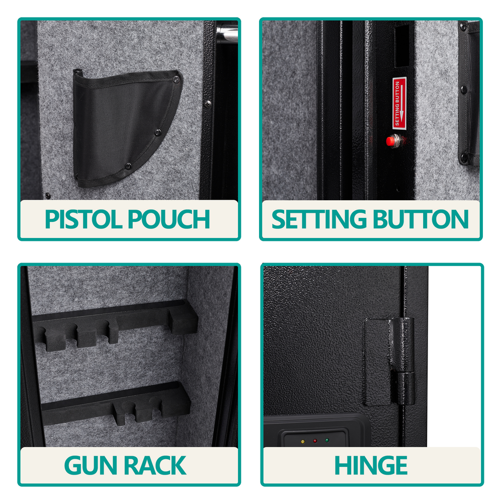 Quick Access Gun Safe with Pistol Pockets and Alarm