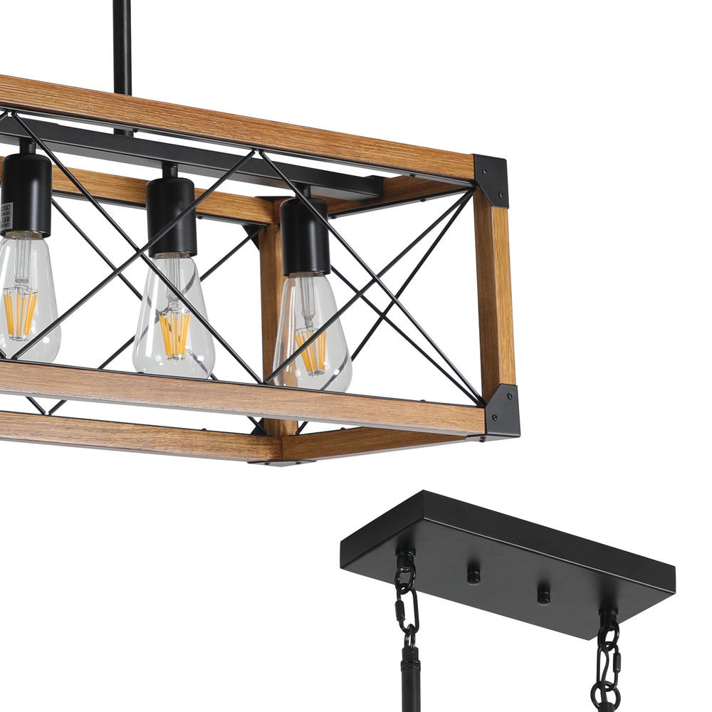 Rustic Walnut 5-Light Farmhouse Chandelier