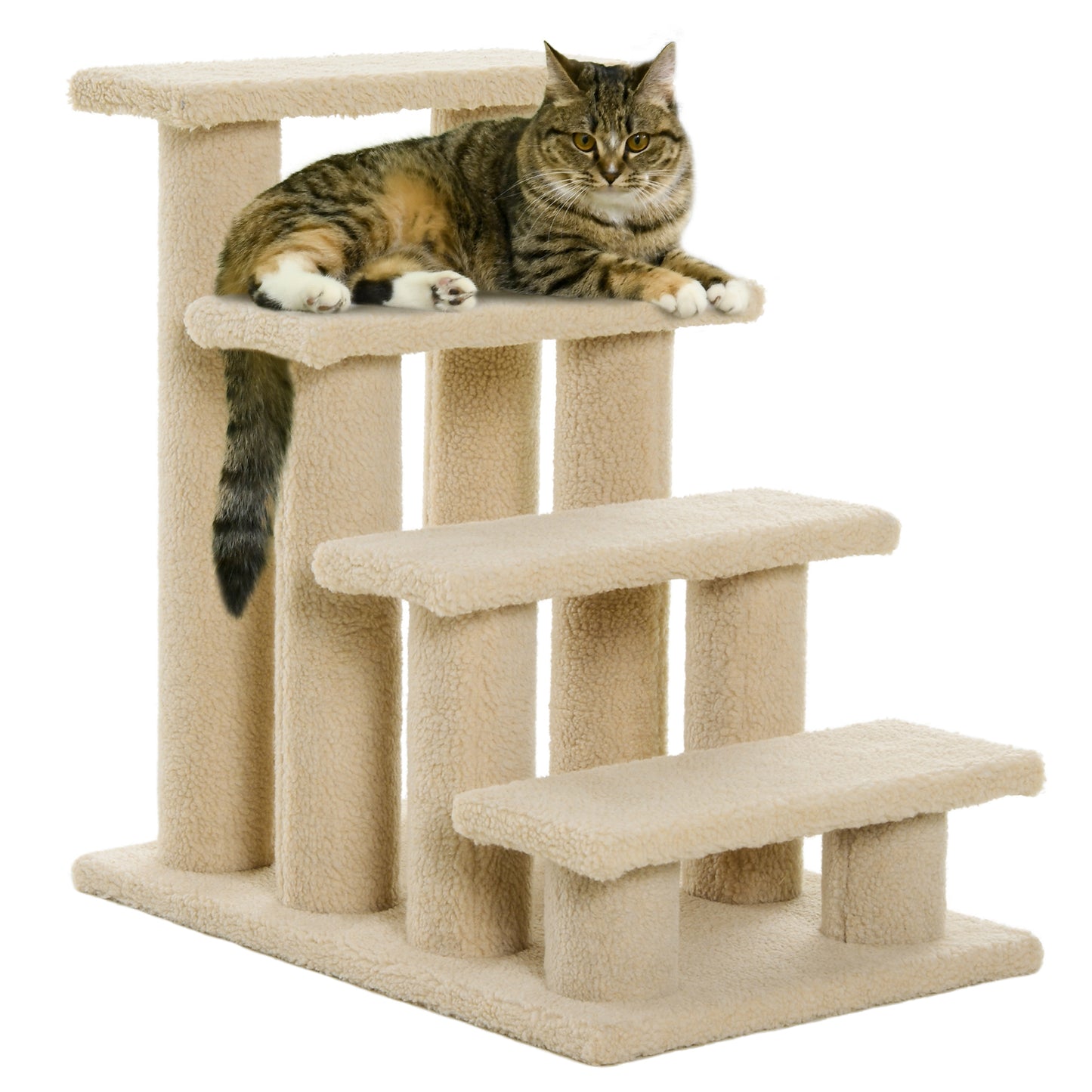 PawHut Plush Cat Climbing Stairs