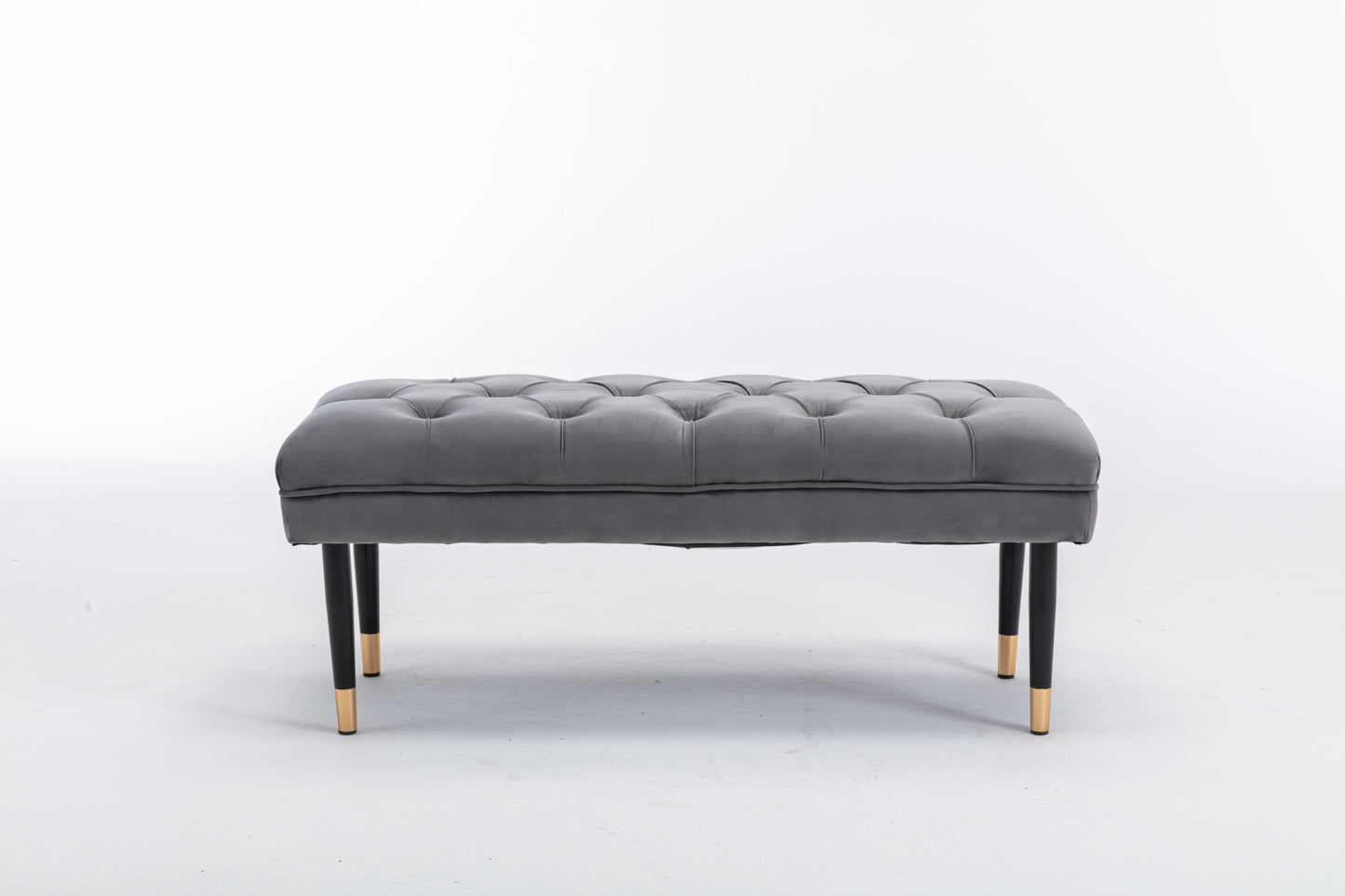 Chic Velvet Tufted Bench with Metal Legs