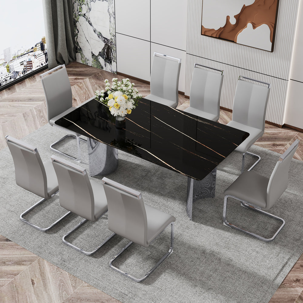 Sleek Black Marble Dining Table