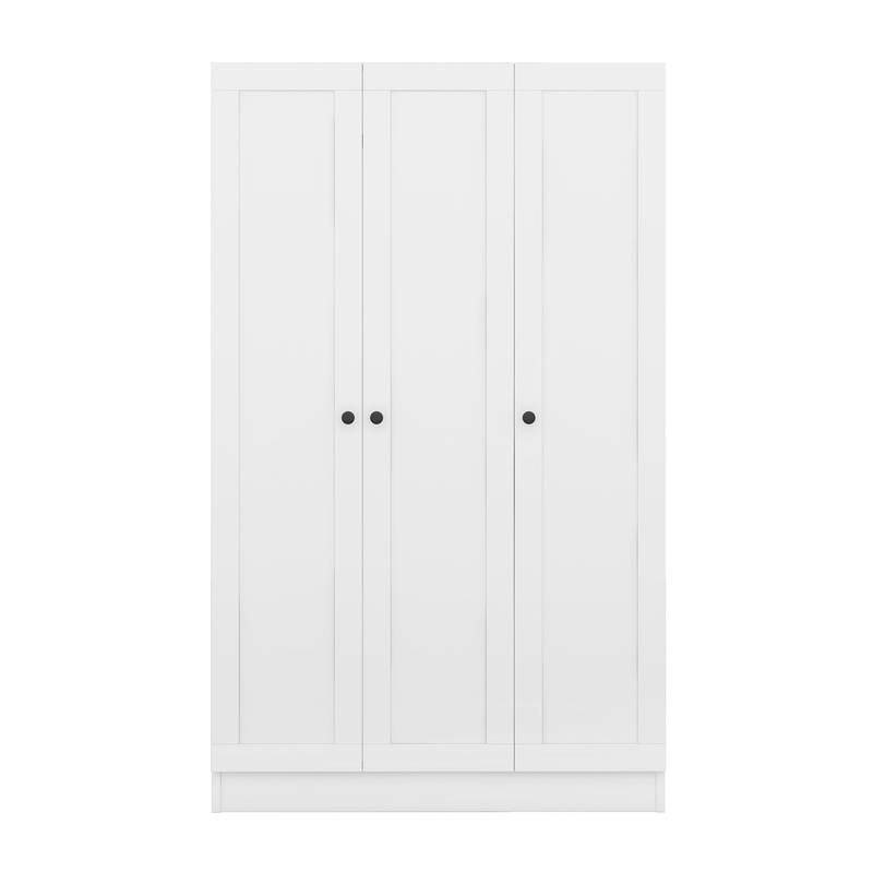 Chic White 3-Door Wardrobe with Shelves