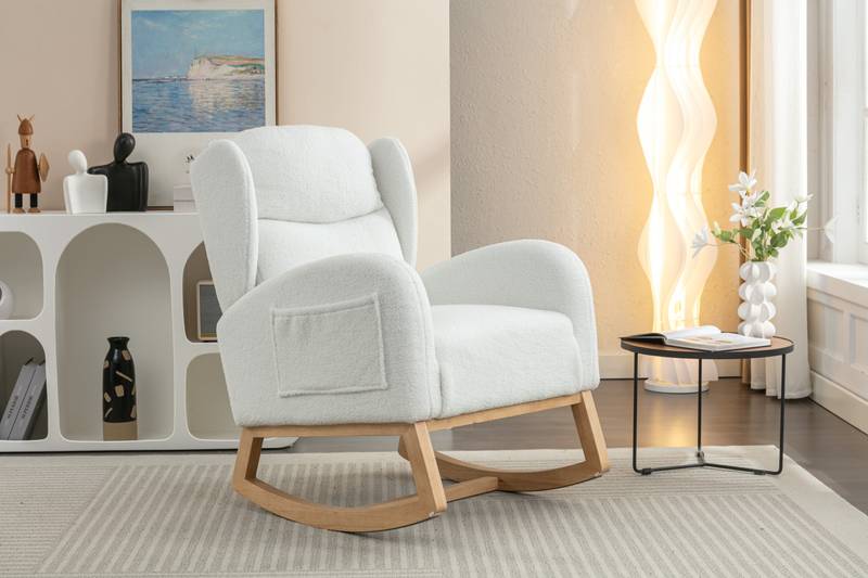 Cozy Ivory Teddy Rocking Chair