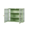 Mint Green Modern Wall Cabinet with Glass Doors