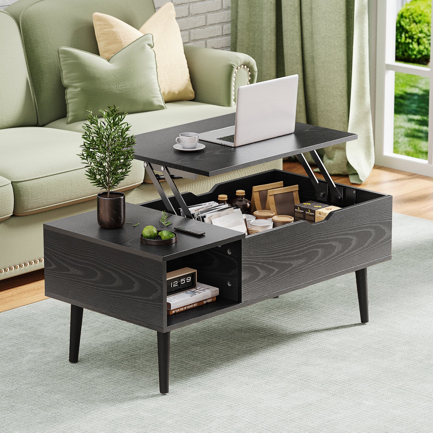 Sweetcrispy Lift-Top Coffee Table with Hidden Storage