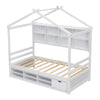 Cozy Twin House Bed with Roof & Storage