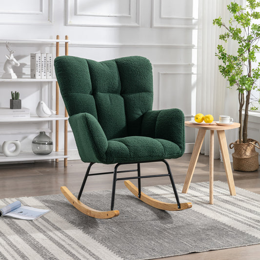 Cozy Green Rocking Chair - Mid Century Modern Charm