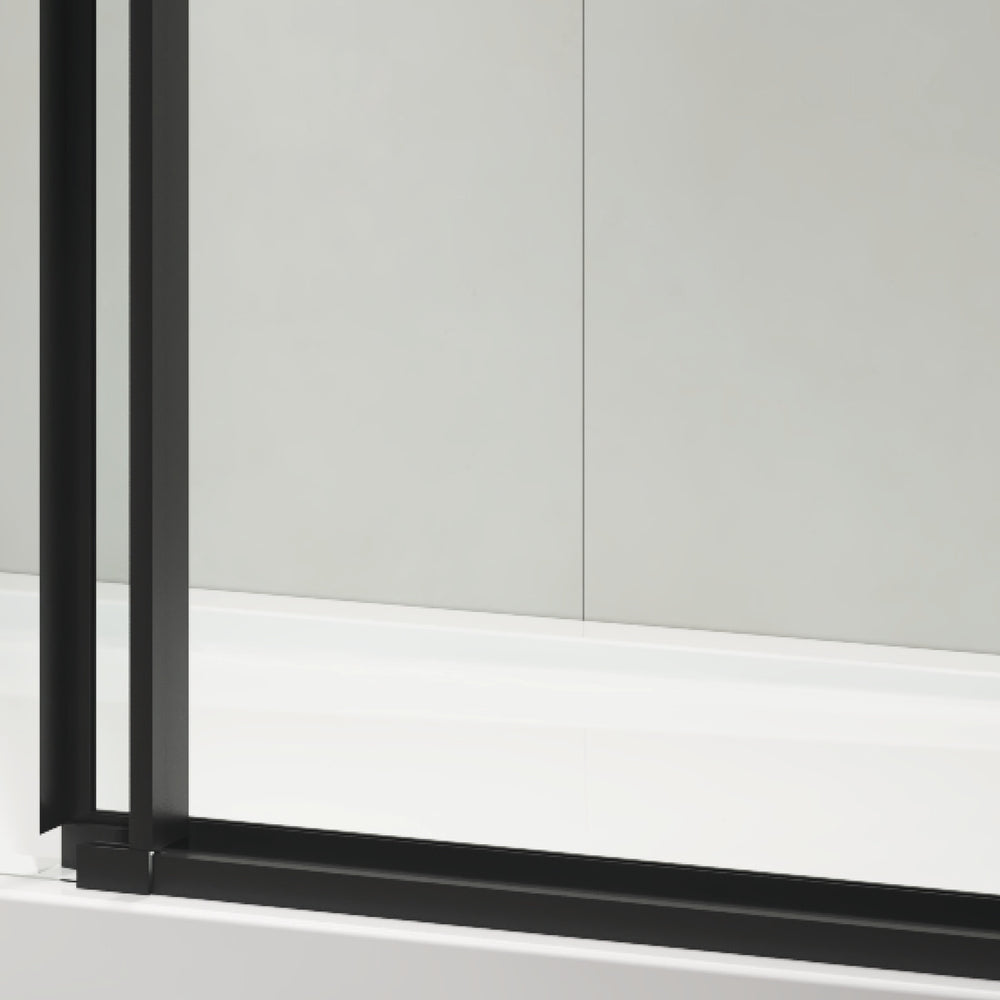 Sleek Matte Black Frameless Shower Door with Clear Glass