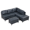 Cozy Blue L-Shaped Corner Sofa with Storage Ottomans