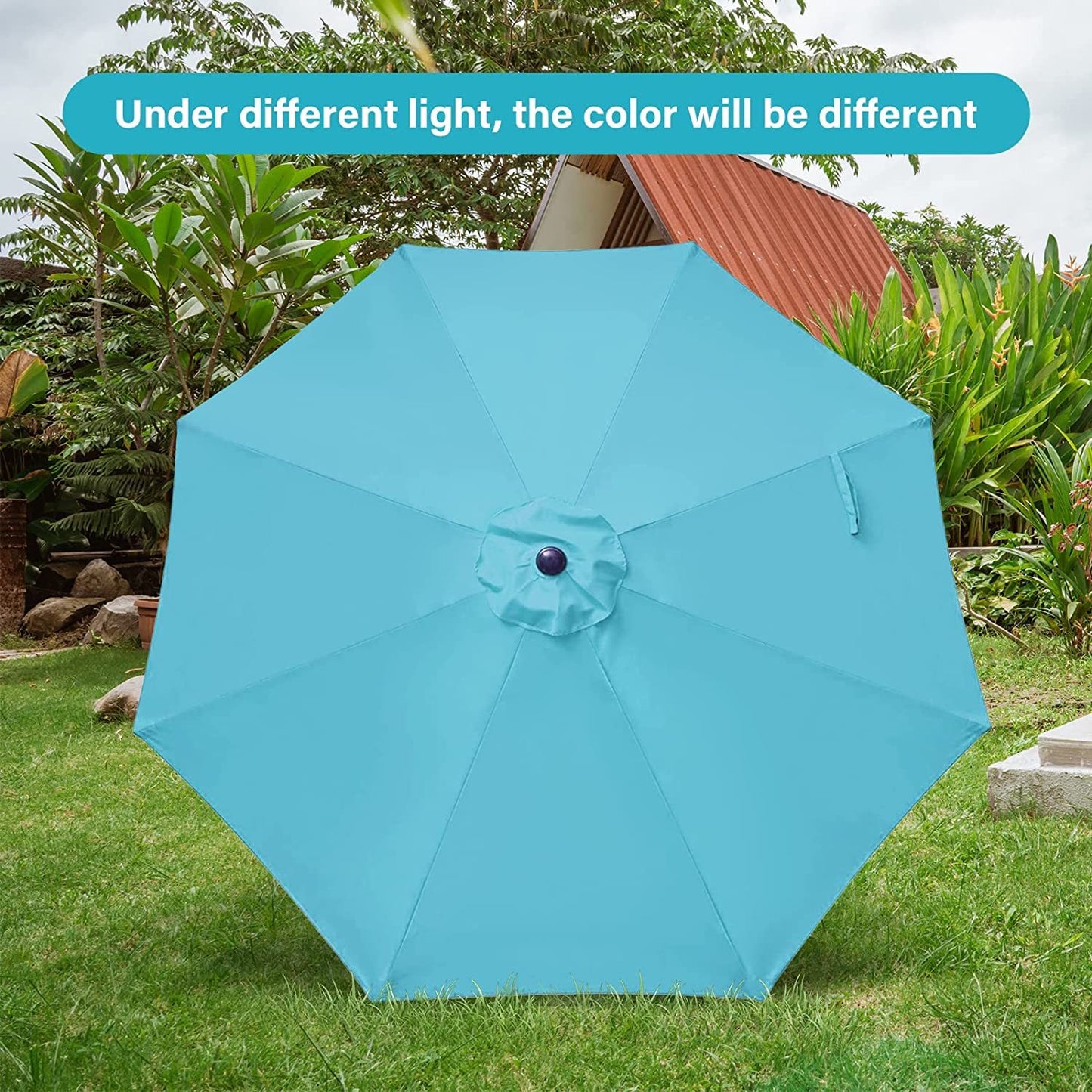 Turquoise Patio Umbrella with Easy Tilt and Crank