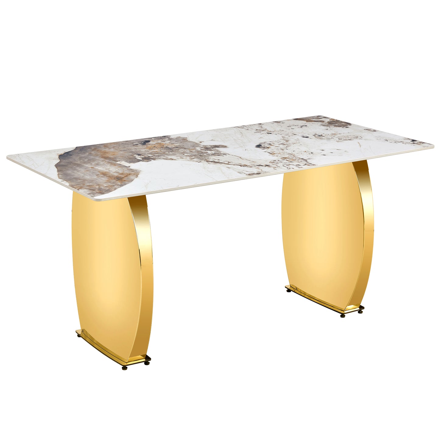 Chic Marble-Top Dining Table with Luxe Gold Legs