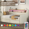 Cozy Beige Daybed with Storage & LED Lights