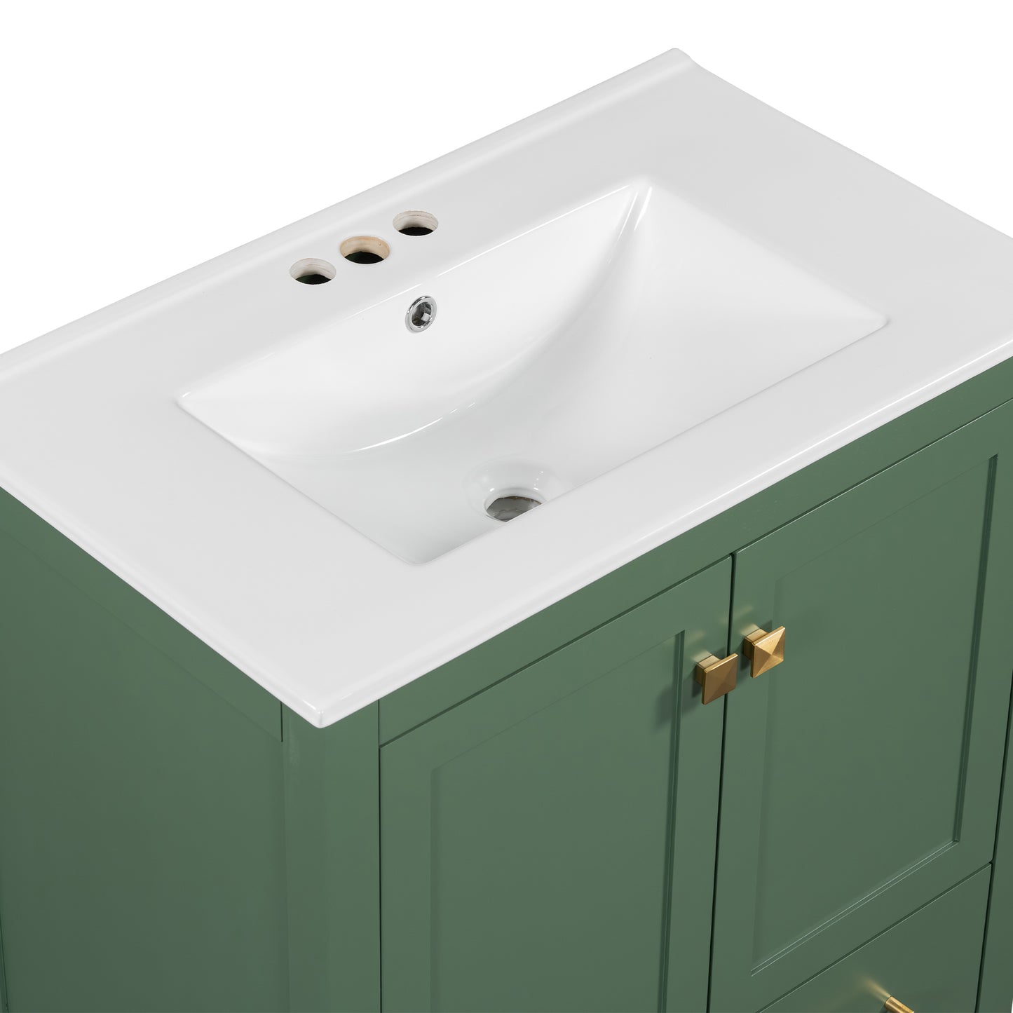 Chic Green Bathroom Vanity with Soft-Close Cabinet and Drawer