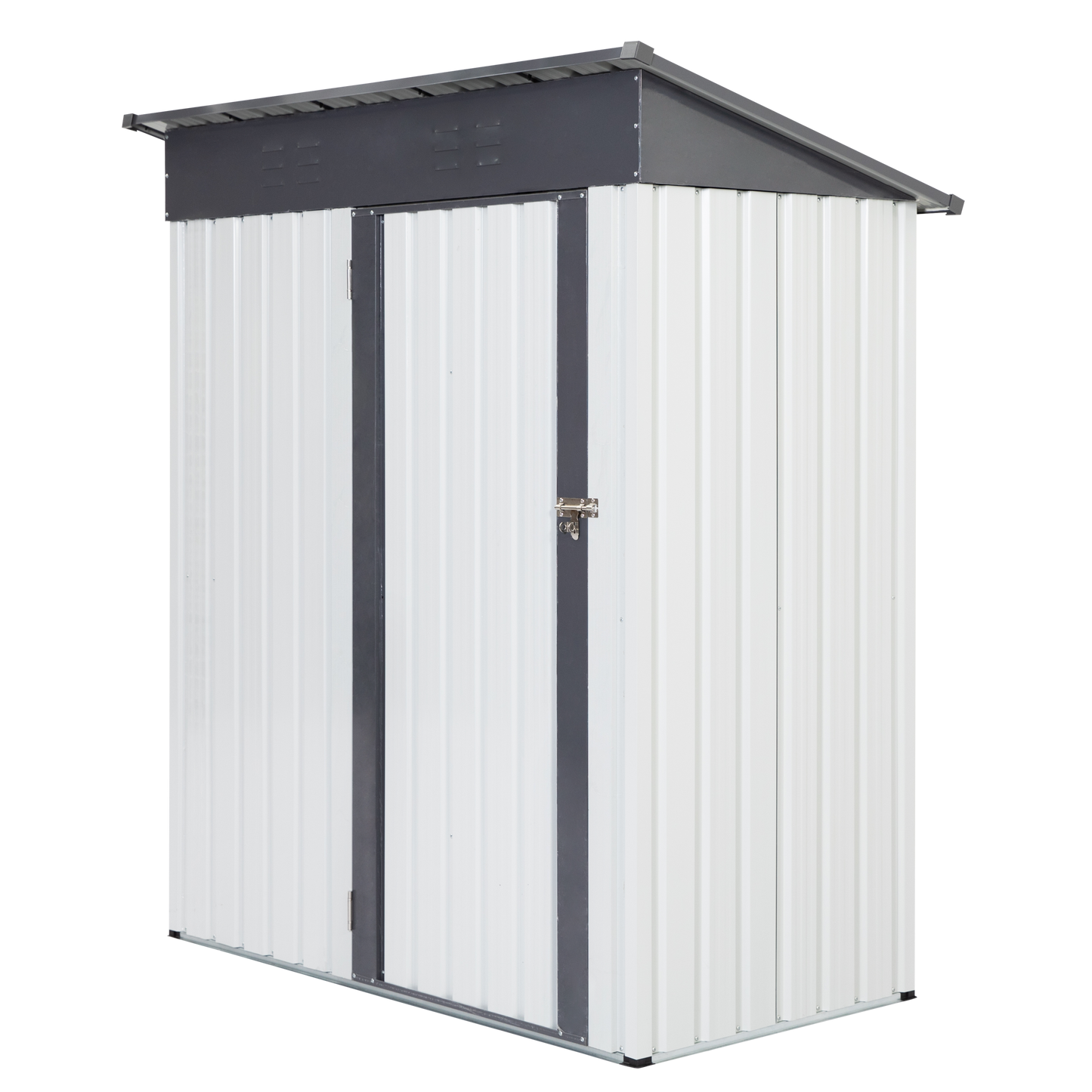 Garden Essentials Metal Storage Shed - Gray & White Rainproof Tool Keeper