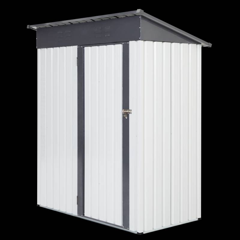 Garden Essentials Metal Storage Shed - Gray & White Rainproof Tool Keeper