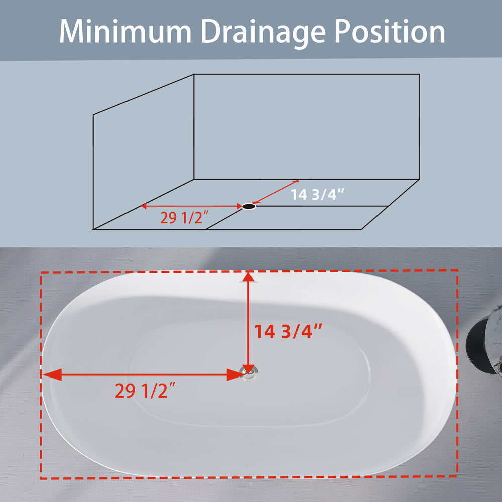 Sleek Modern Oval Soaking Tub with Adjustable Drain