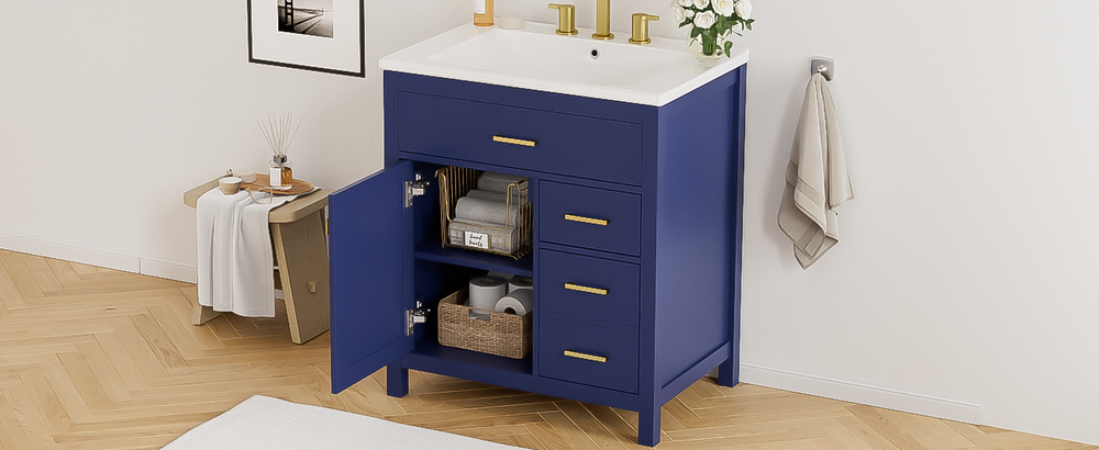 Blue Bliss Bathroom Vanity with Ceramic Sink