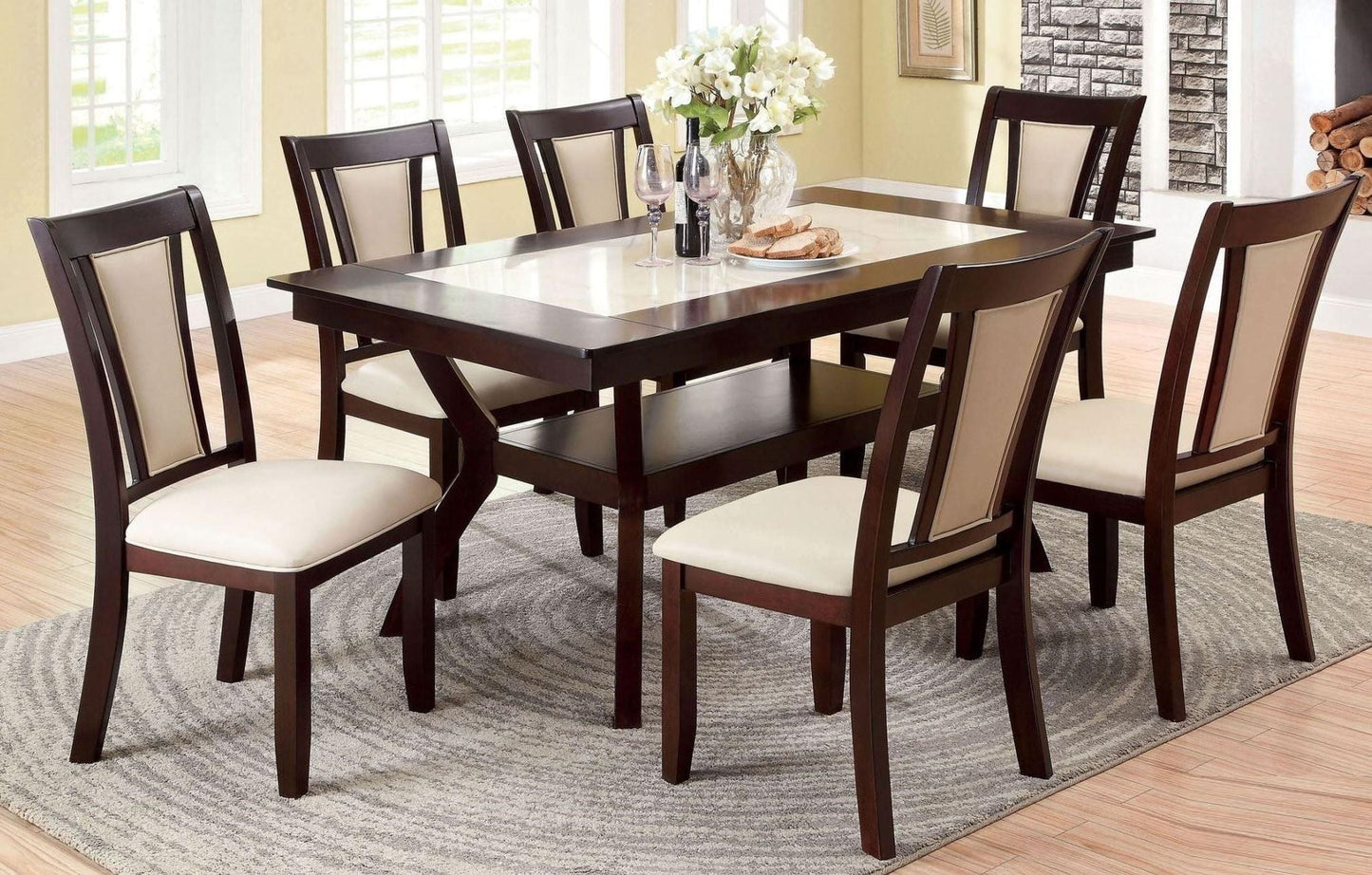 Chic Cherry and Ivory Dining Chairs Set