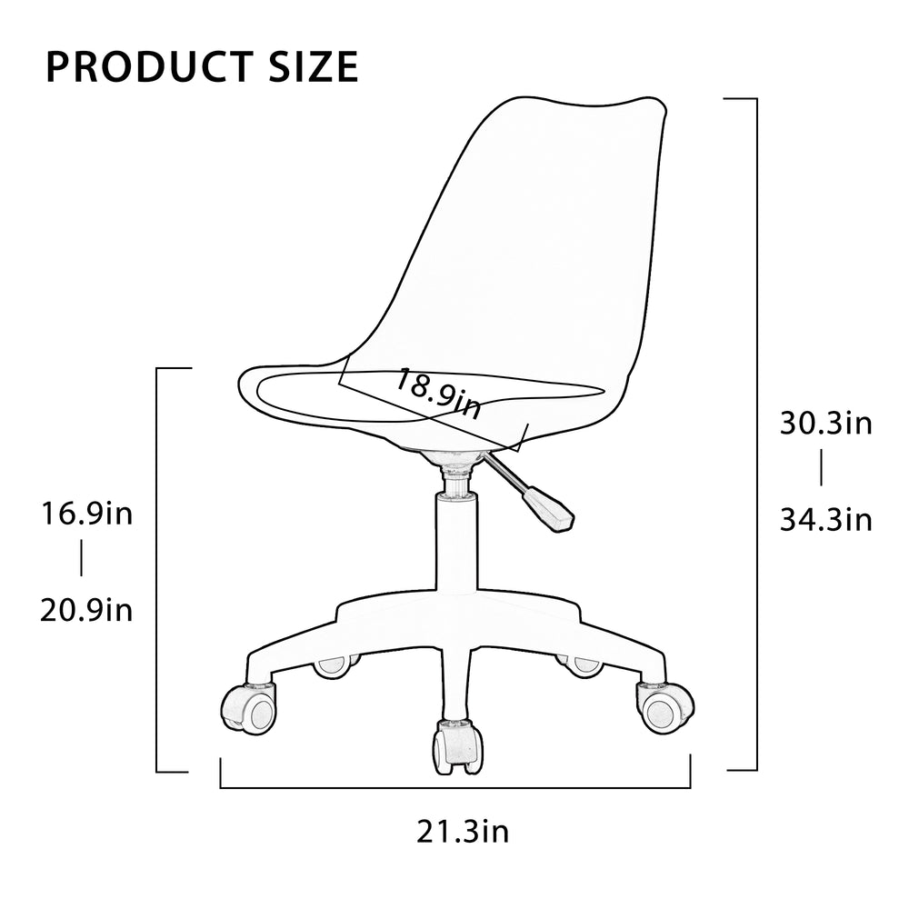 Swivel Comfort: Stylish Armless Desk Chair in Amber Brown