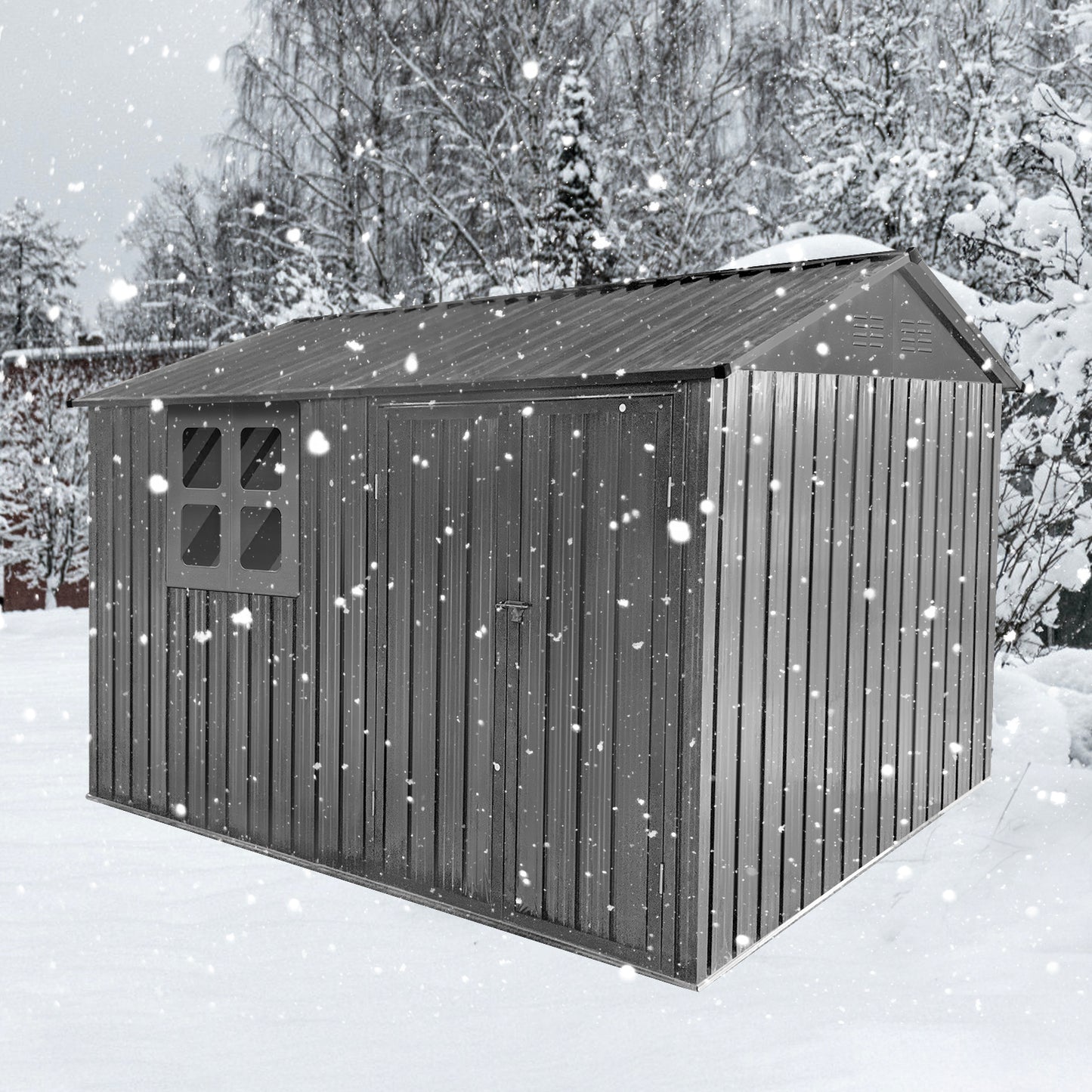 Charming Grey Garden Shed with Window